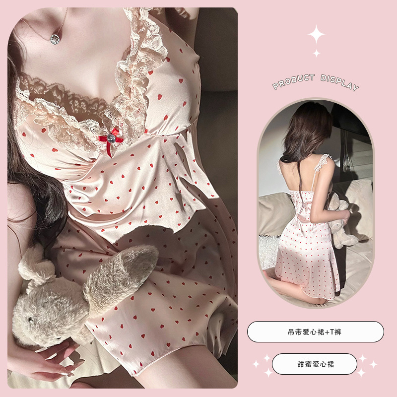 러브버블 [나이트가운] 탈부착 가능한 가슴 패드