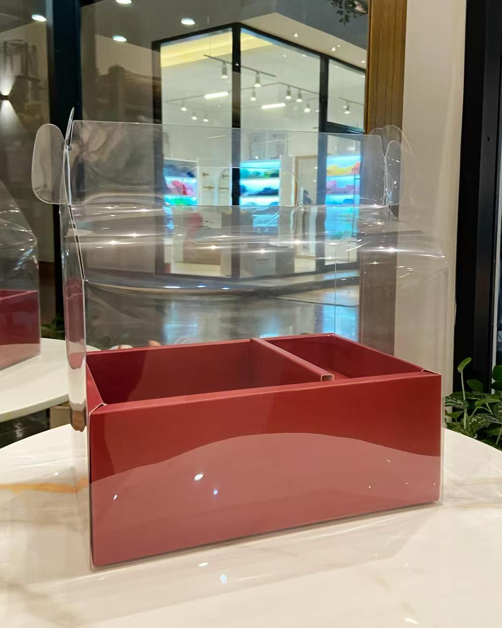 Caja transparente PVC para pastel con flores regalo San Valentín