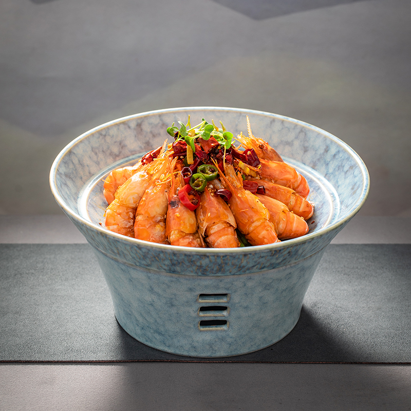 酒店特色陶瓷色釉明炉餐厅可蜡烛加热保温鲍鱼海鲜汤盘子创意餐具