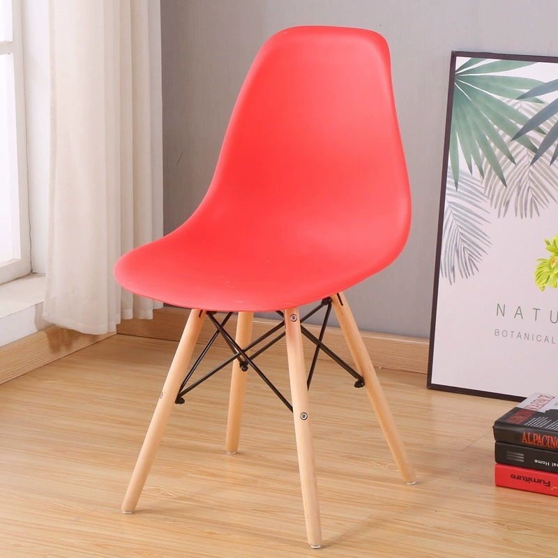 Стул в стиле Eames, пластиковое сиденье, деревянные ножки с металлическими распорками, разные цвета, стандарт/утолщённый