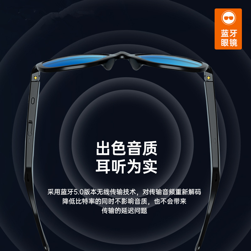 Bluetooth眼鏡イヤホン5.0耳栓入耳式ステレオ聴歌眼鏡無線運動サングラスクロスボーダーRC