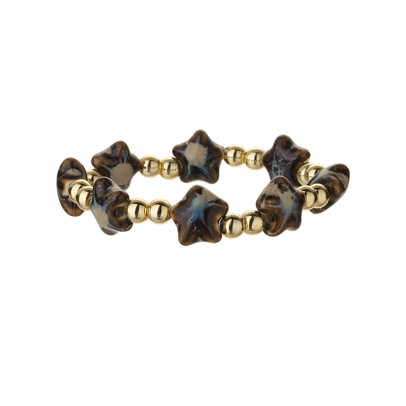 Creativo nuevo color estrella pulsera de cuentas de cerámica niña novia regalo pequeño cuentas de cobre pulsera con cuentas punto de fábrica