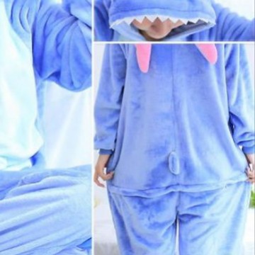 Flannel demi-season cute blue cartoon pijama