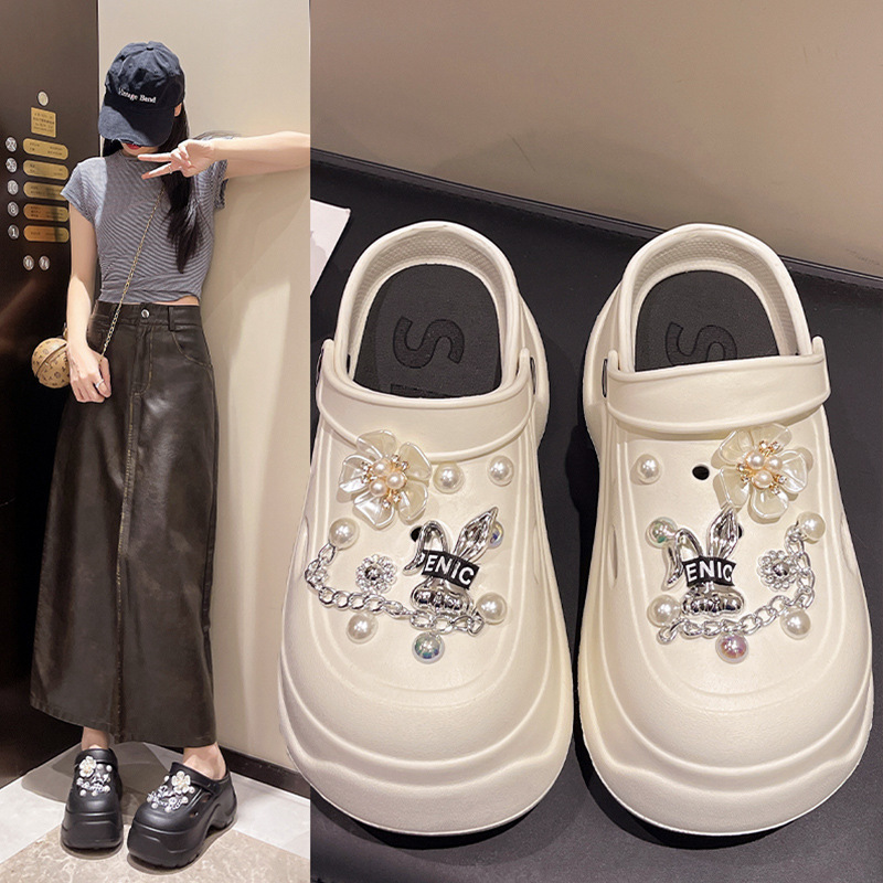 Thick bottom hole shoes women's summer new EVA fashion simple beach platform with baotou sandals wholesale