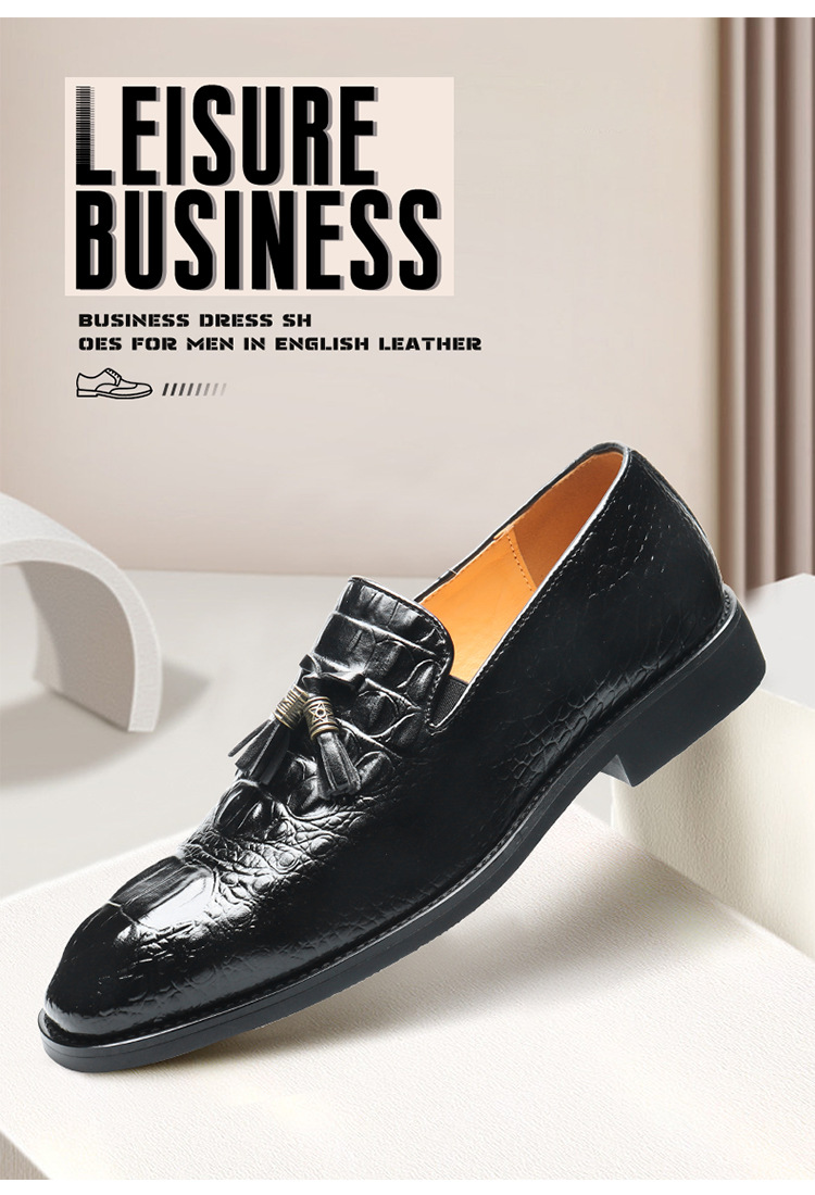 Men's slip-on loafers new business leather shoes with fringe shoes_vogvips.com