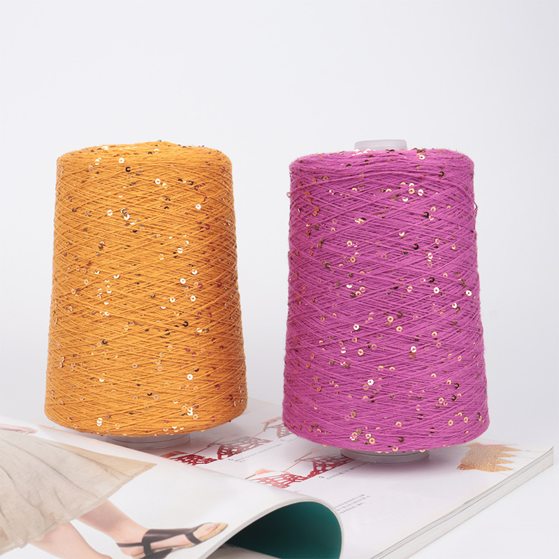 Silk Joy/3Mm Sequin Pure Cotton Yarn Russian Hot-Selling Yarn Cross-Border Popular Cotton Thread for Handmade Knitting and Crochet