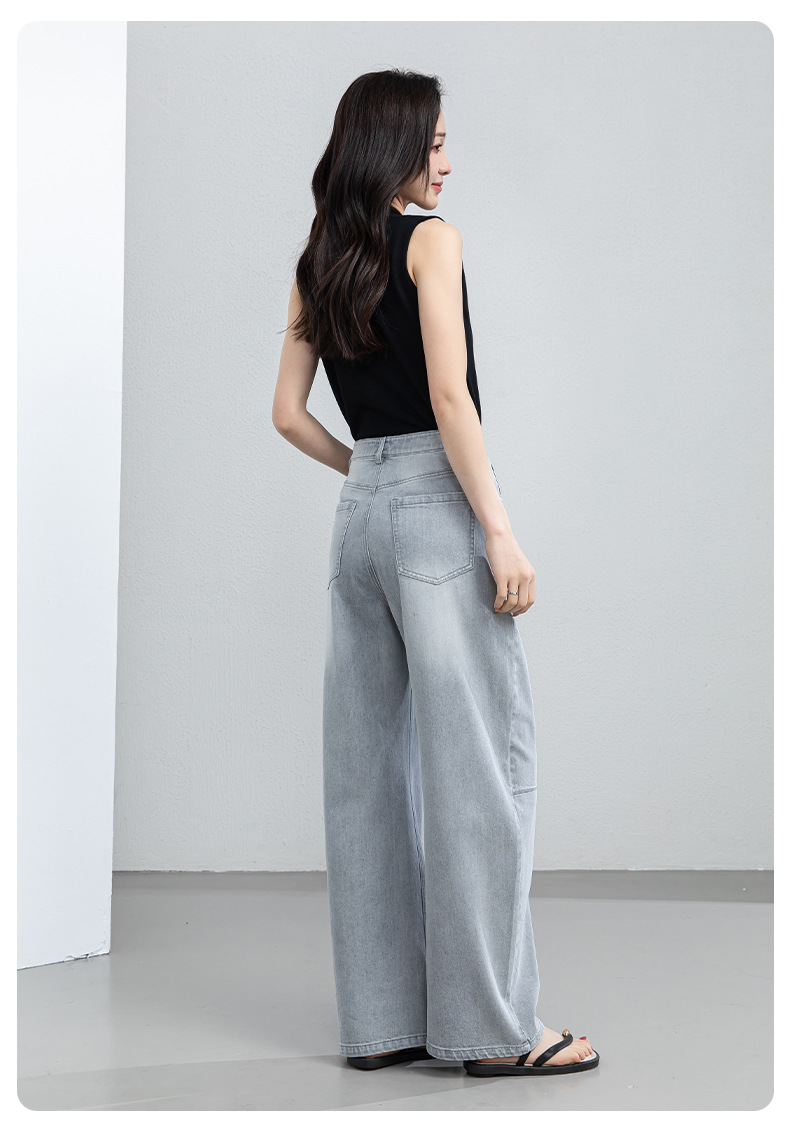 Quần culottes nữ ống rộng cạp cao dáng suông chất liệu tencel mềm mại — màu xám chi tiết 23