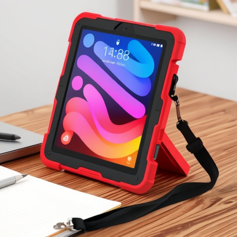Suitable for iPad Pro12.9 Protective Case with Pen Slot Mini7 Wrist Strap Rotating Stand Colorful Silicone Anti-Fall