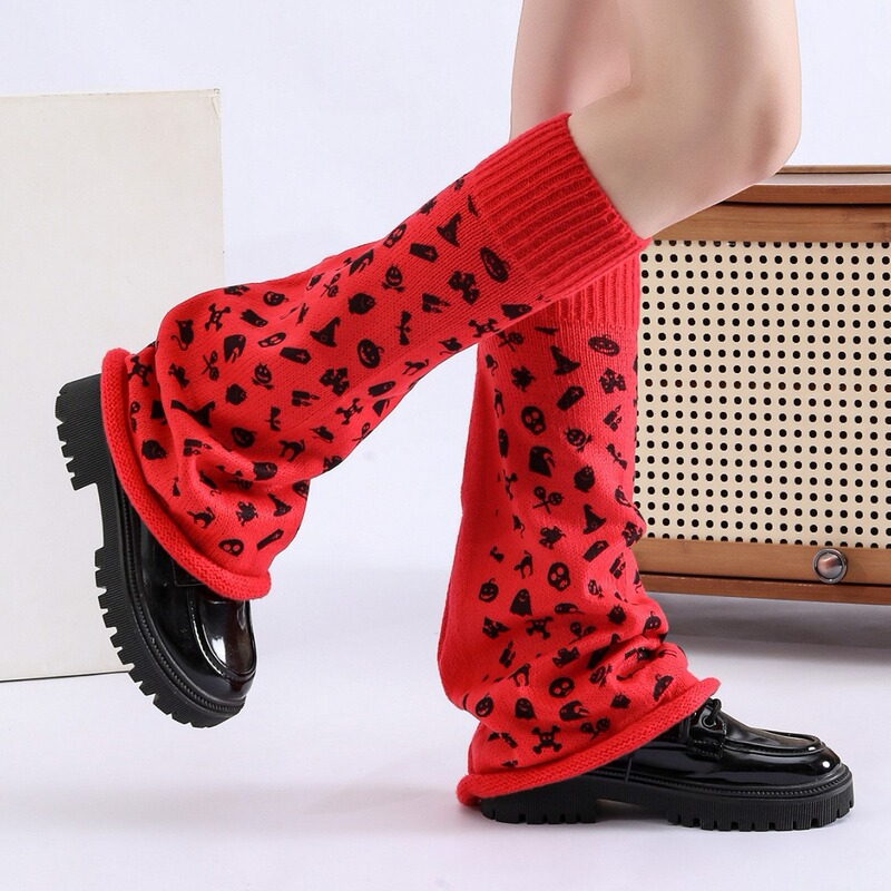 New Halloween Graffiti Craft Wide Leg Socks Warm Pile Socks Halloween Graffiti Element Printed Pile Socks