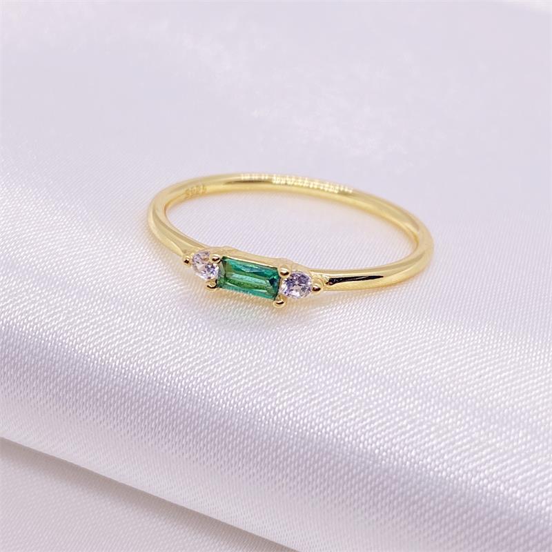 Simple Style Rectangle Sterling Silver Inlay Zircon Rings display picture 3