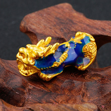 3D硬金工艺感温变色小貔貅手链配件 越南沙金实心手工DIY手串配饰