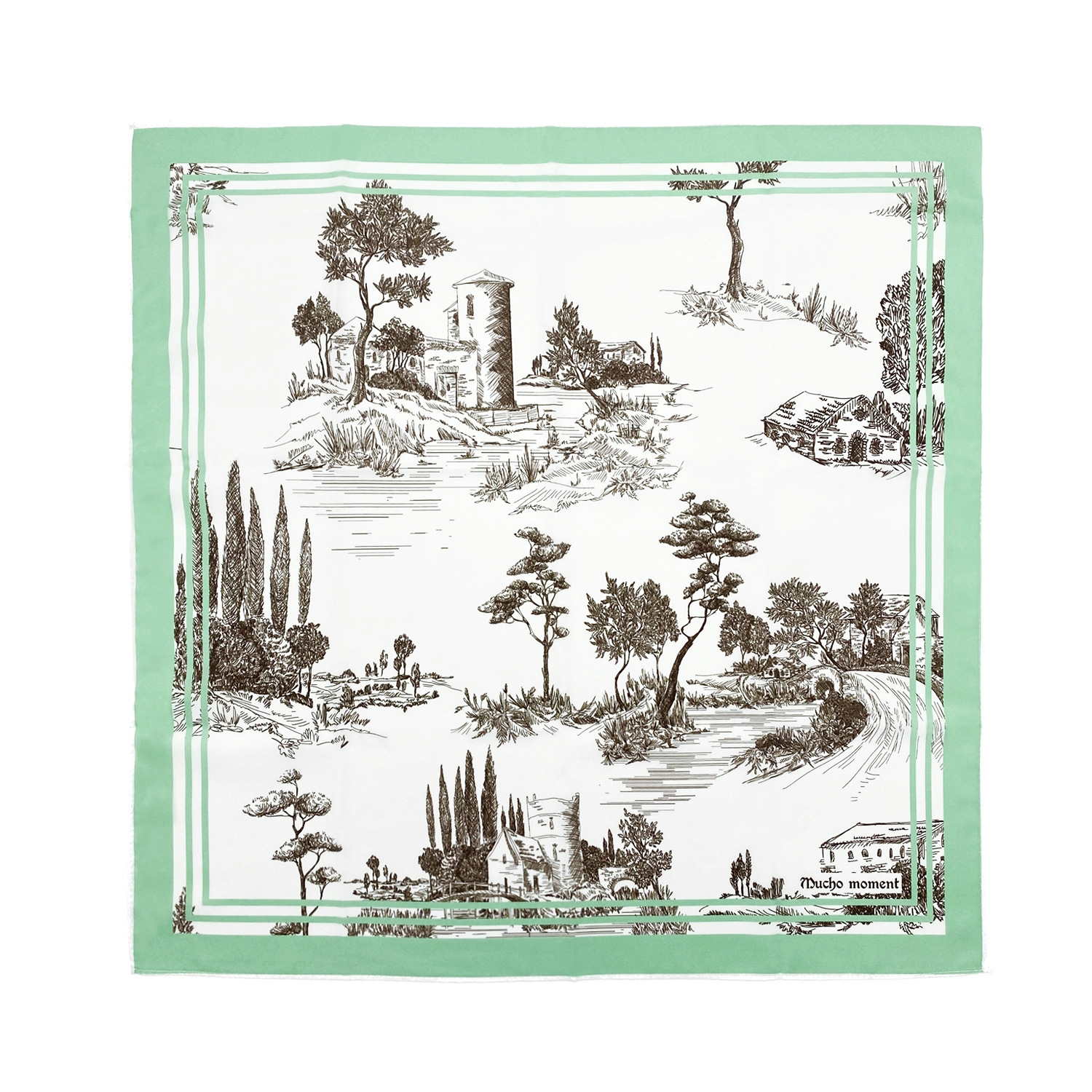 Silk scarf summer Silk like Collar Sketch Landscape Kerchief gift customized Chinese style scarf wholesale