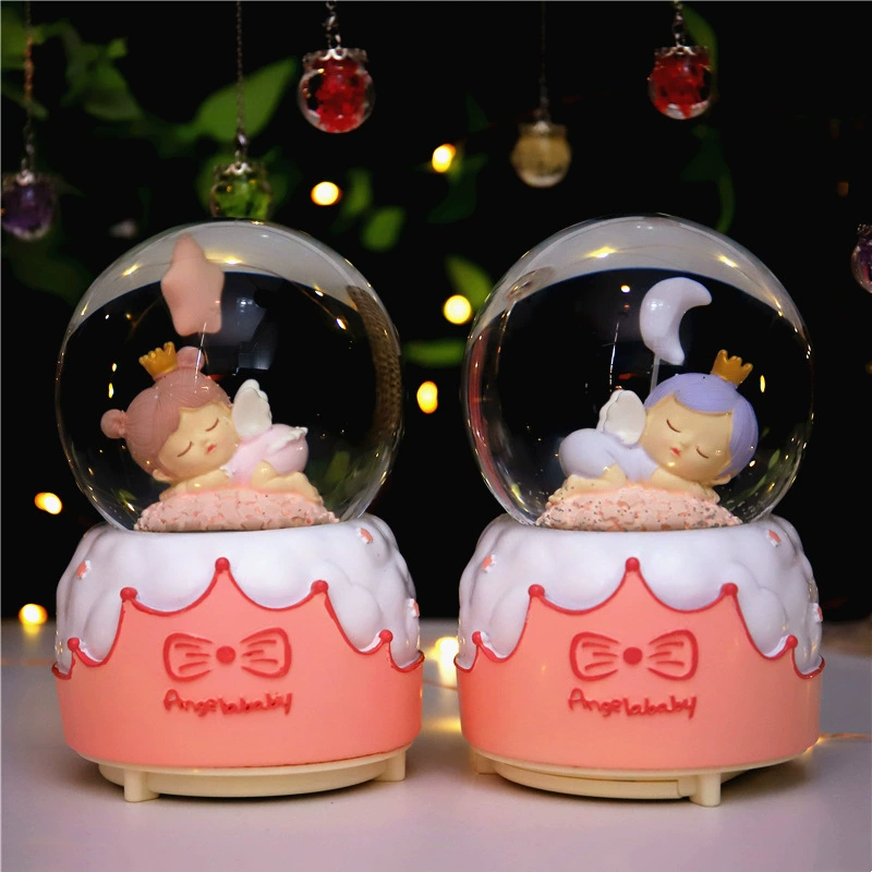 Rotating colorful lightweight music box for students, with snowflakes, Birthday gift