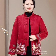批发妈妈冬装棉衣绣花唐装棉袄中老年女装加棉加厚民族风棉服外套