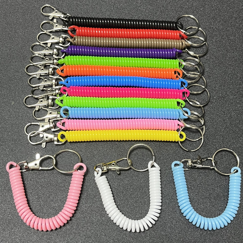 Factory sale high elastic EVA plastic anti-lost telephone line spring rope key chain mobile phone card set lanyard key chain