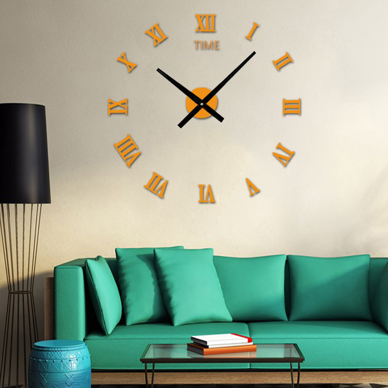 Fabricantes al por mayor transfronteriza tridimensional acrílico Roma pared reloj hogar sala de estar Fondo pegatinas de pared reloj creativo reloj luminoso