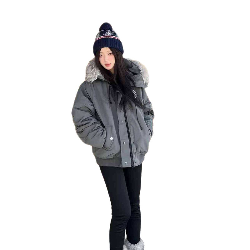 大毛领棉服女2025年冬季新款派克韩版宽松棉衣加厚保暖棉袄外套潮|undefined