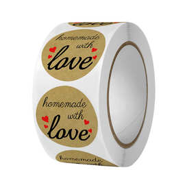 亚马逊速卖通牛皮纸烘焙饼干面包HANDMADE WITH LOVE贴纸自粘标签