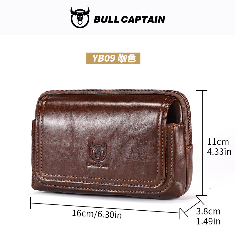 Capitán Niu cuero hombres cinturón de cuero multifuncional gancho cuero genuino 5.5.6.4.7 pulgadas teléfono móvil caja registradora bolso de la cintura