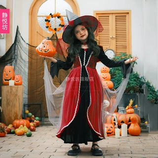 韩国童装万圣节儿童服装巫婆连衣裙女巫舞台演出服吸血鬼恶魔长袍