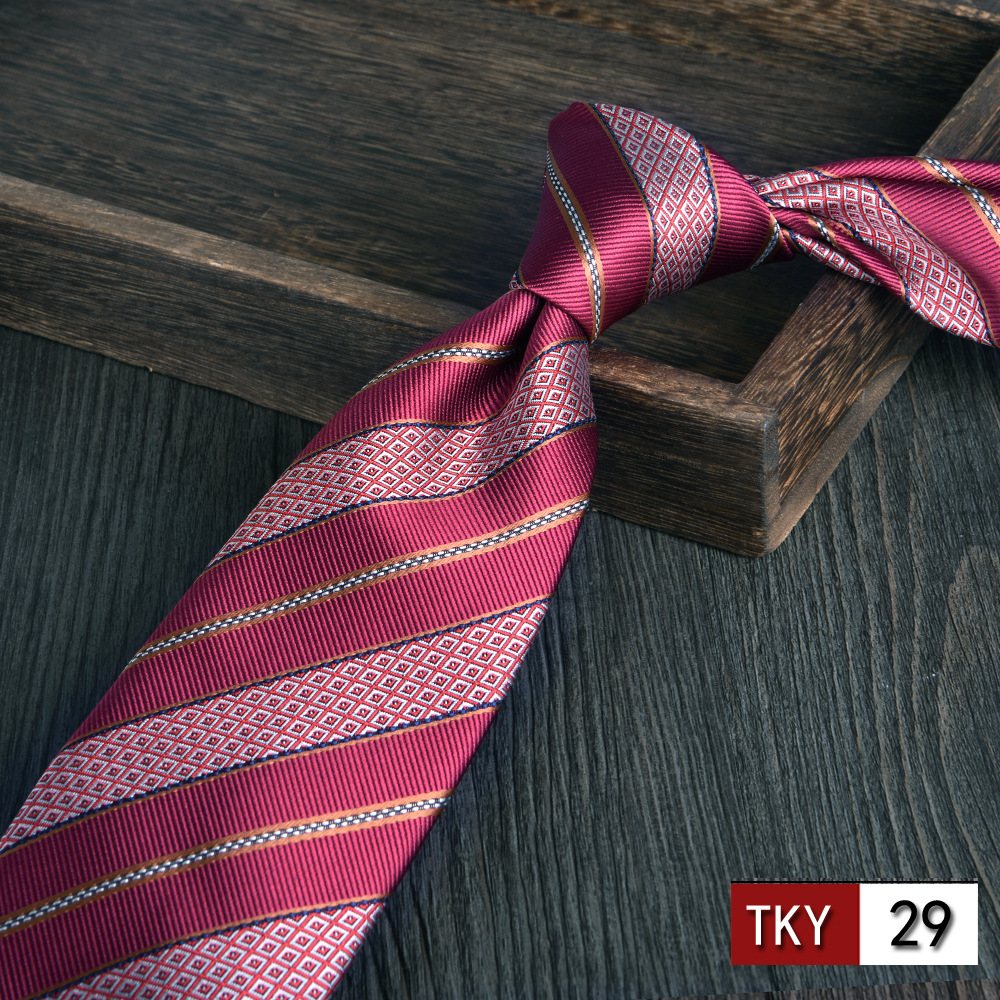 Corbata hombre vestido de negocios profesionales vino rojo novio casamiento Jacquard 8cm mano nueva tendencia spot