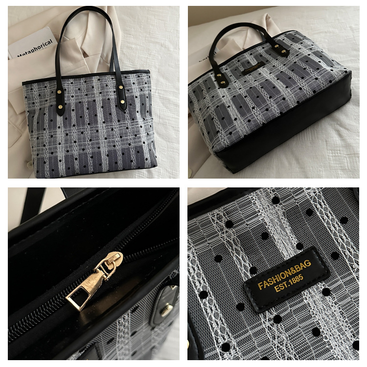 Fashionable large-capacity tote bag for women, new autumn 2024 collection, casual retro single-shoulder bag, commuter handbag, cross-border bag undefined