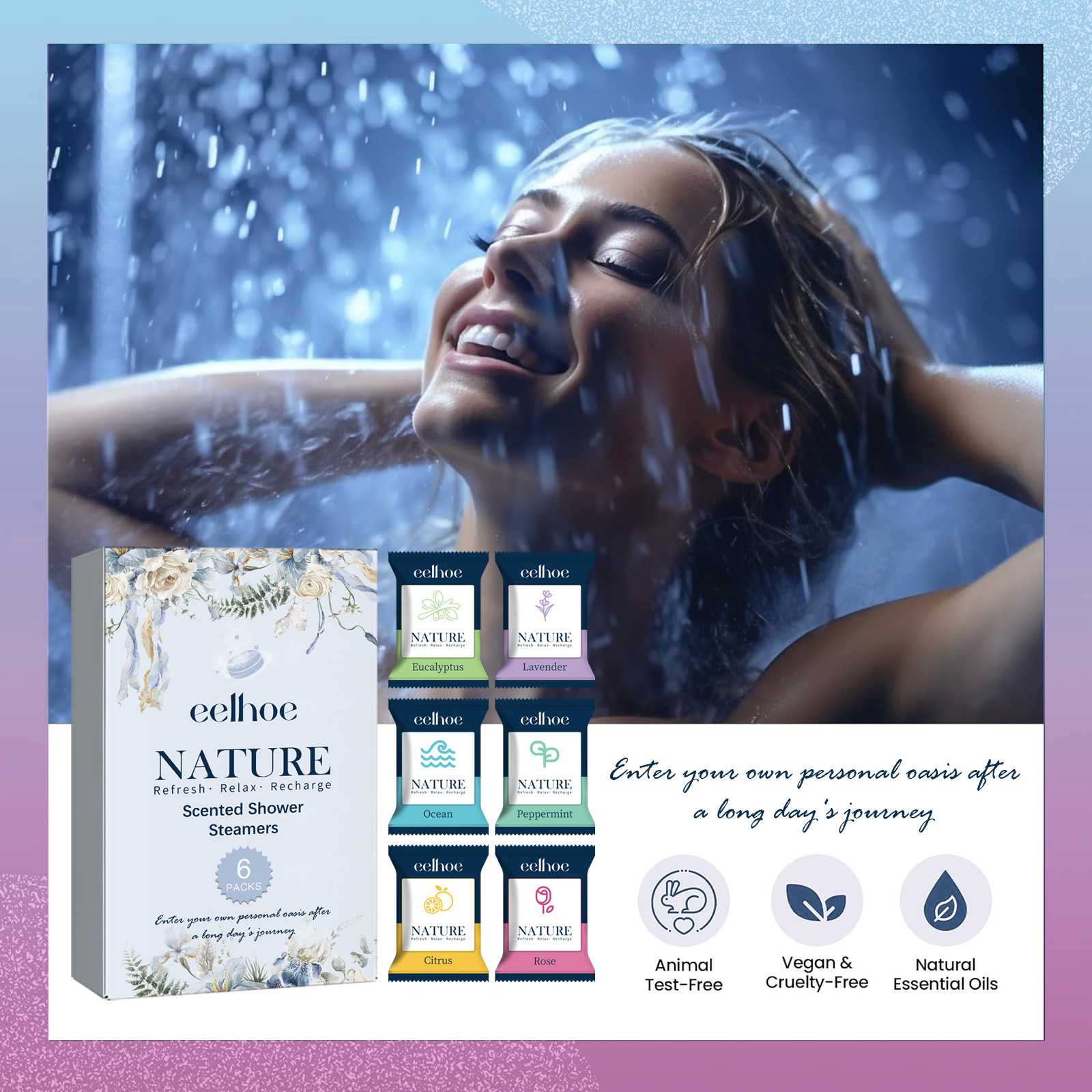 EELHOE tragen Duft-Aromatherapie zur Tiefenreinigung, Entspannung von Körper und Geist, SPA-Duschpads_voghion.com