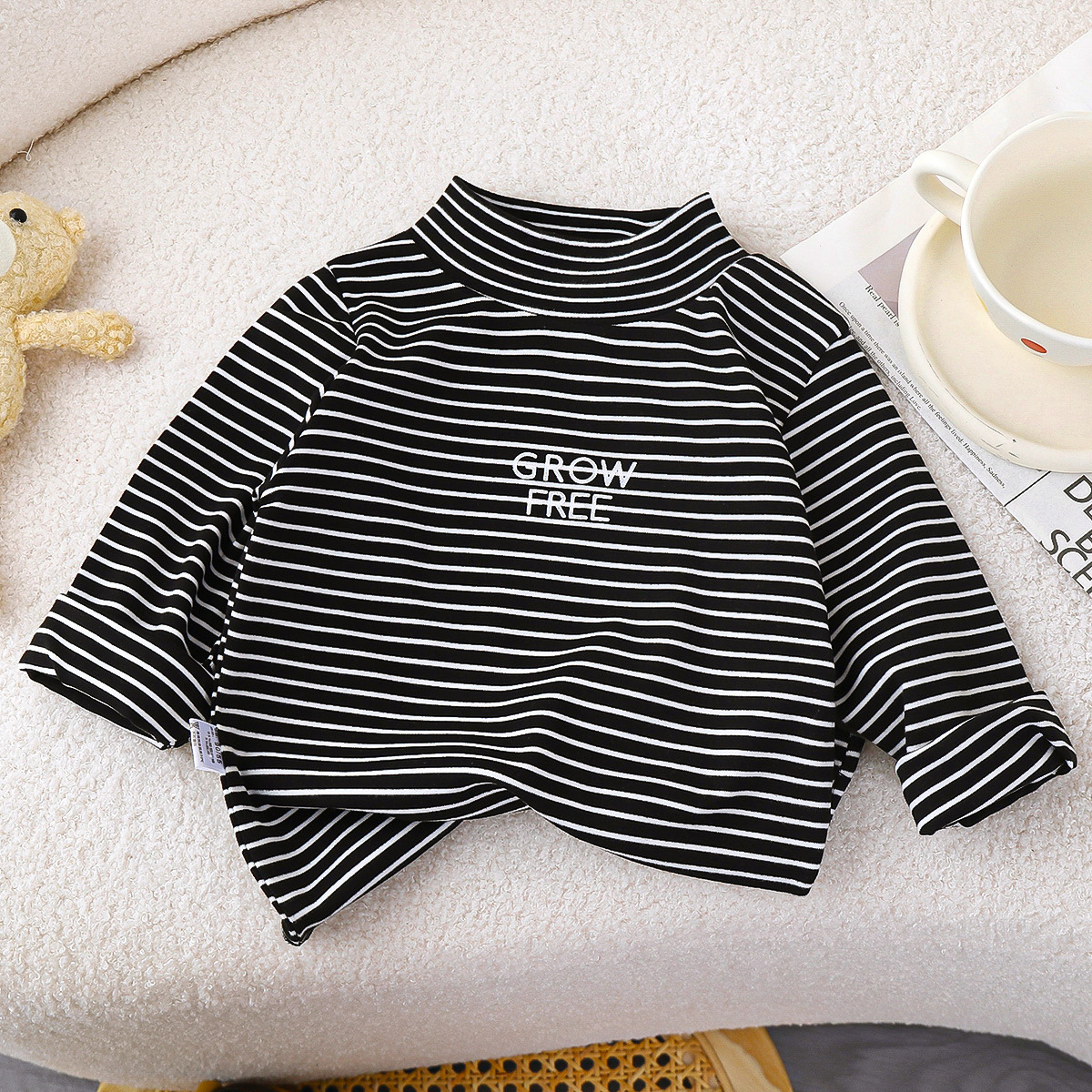 Camisas de base para niños otoño nuevo bebé camiseta de terciopelo de cuello alto invierno niños de manga larga calentamiento ropa infantil de niñas al por mayor