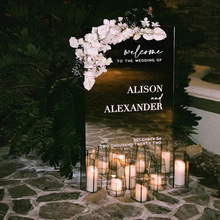 镜面亚克力迎宾牌婚礼镜子欢迎牌子金色银色云朵展示牌异形状定