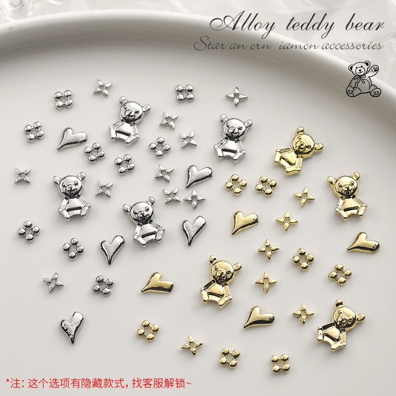 Nail beauty love Bear Alloy Diamond yangshulin nail mixed 50 piezas Luz de lujo estrella que preserva el color Awn cuatro esquinas accesorios de diamantes