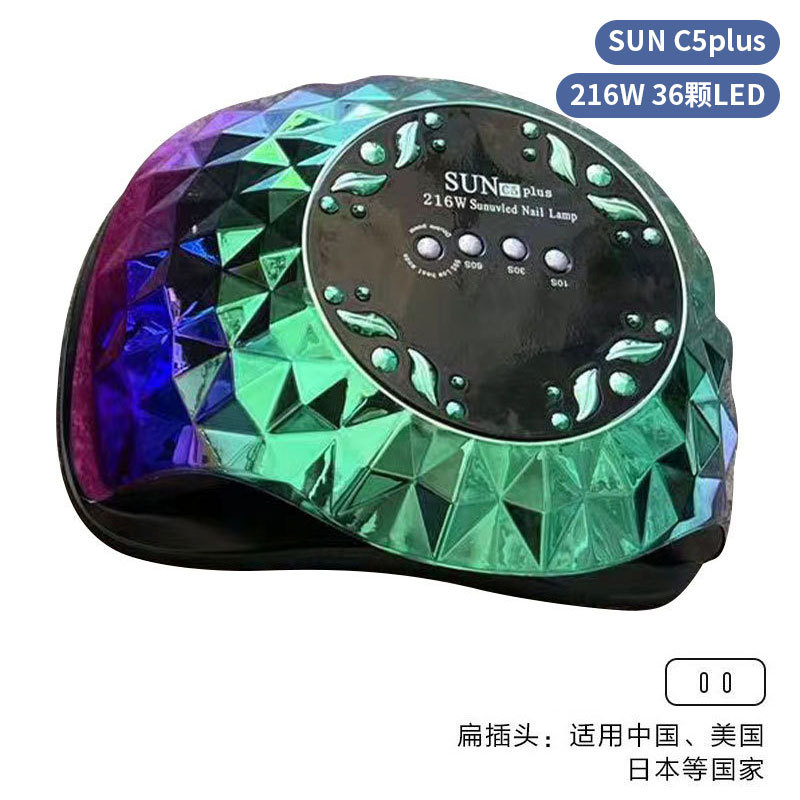 Lámpara de uñas de alta potencia de 256W con mango para principiantes, lámpara de curado de gel para esmalte de uñas, lámpara de fototerapia de secado rápido con colores deslumbrantes para uso transfronterizo.