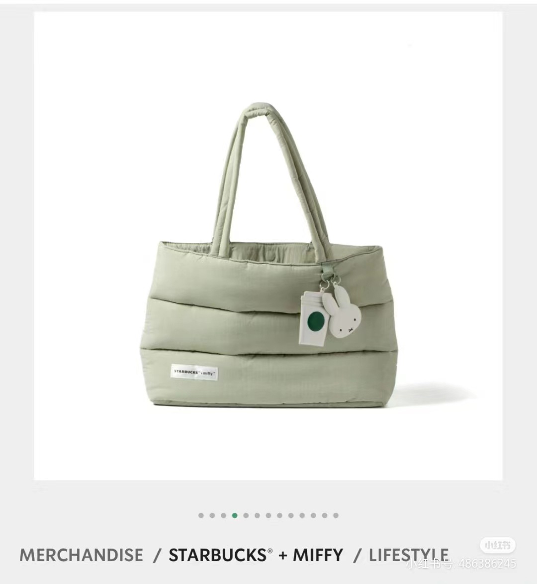 ミッフィーうさぎmiffyスターバックス連名ダウントートバッグ学院風大容量シングルショルダーバッグ