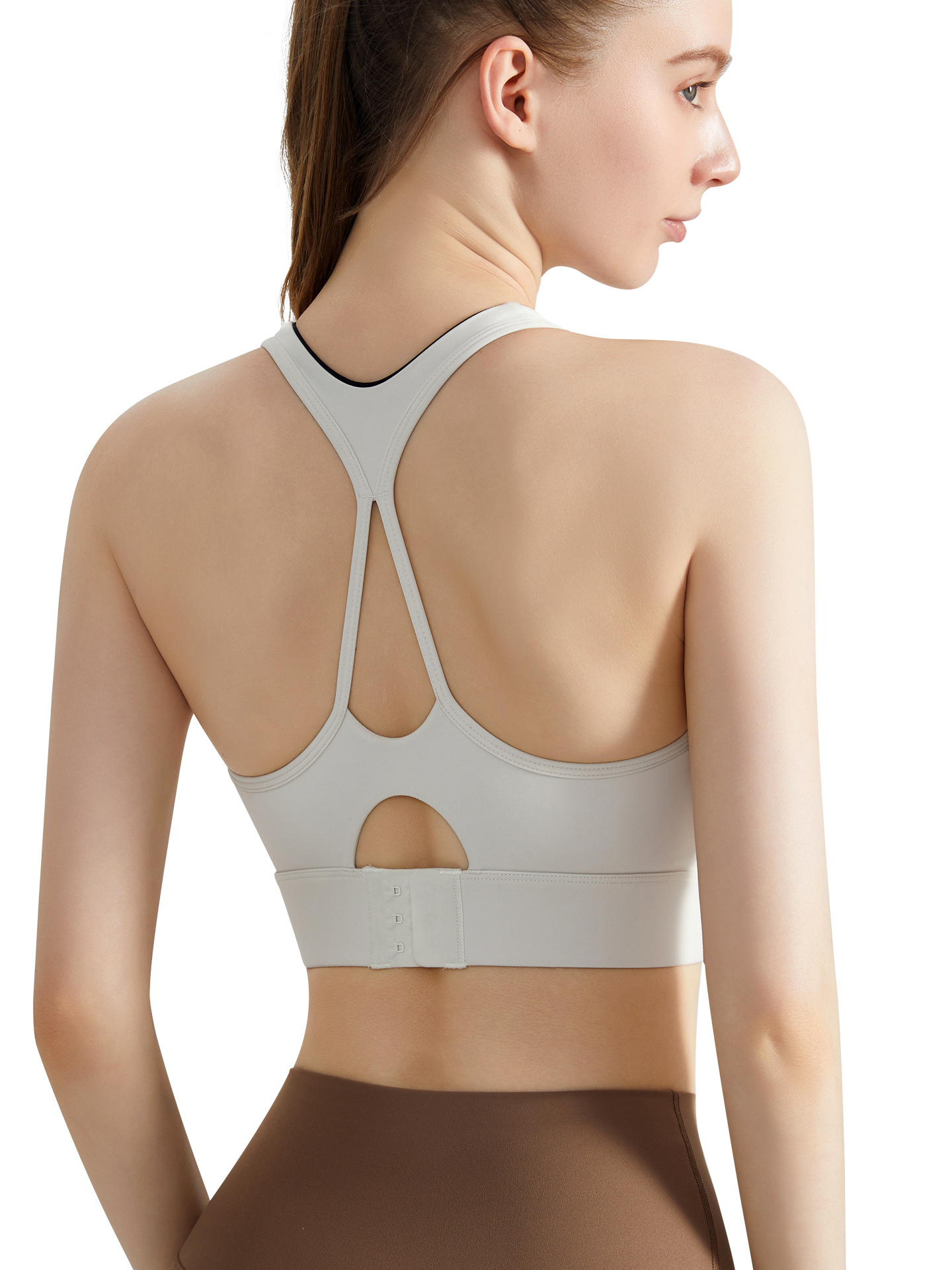 Nuevo sujetador deportivo LAHN para mujer, a prueba de golpes, con copa fija, para correr, push-up, con aberturas, tres filas de tres ganchos, para fitness y yoga