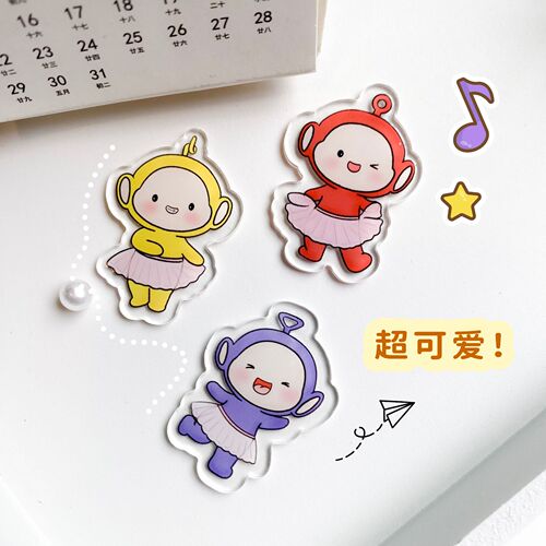 Transparent Acrylic Color Print Cartoon Clip with Dual-Antenna Baby Design, Double-Sided Antenna Baby Print, Multifunctional Student Stationery Sticky Note PP Clip