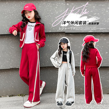时尚女童运动套装春秋款网红女大童春装2025新款洋气时髦潮酷穿搭