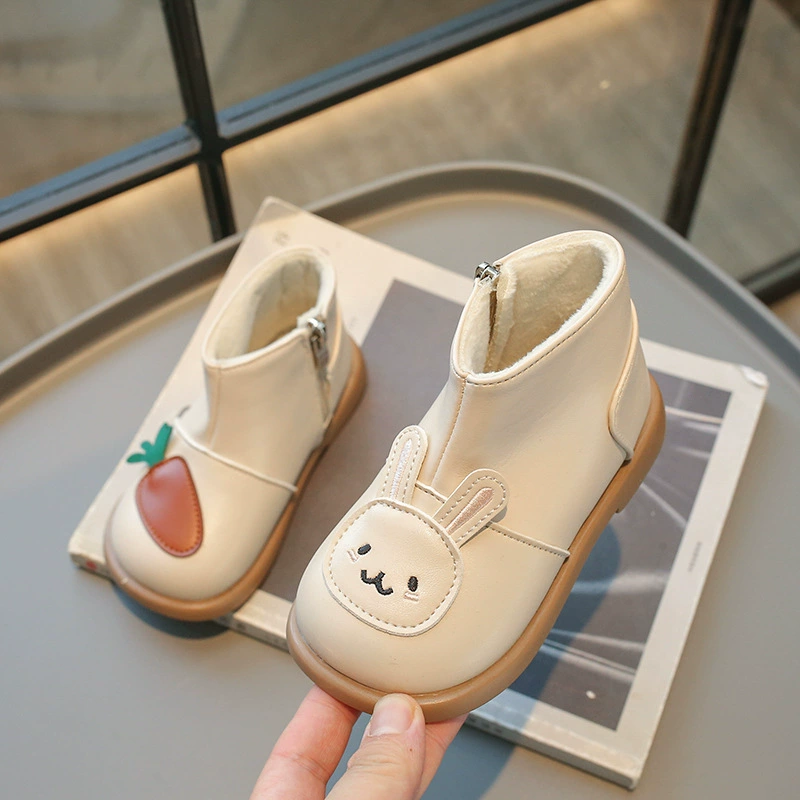 Demi-season cute rabbit, low boots for princess, children's shoes, 2025 years