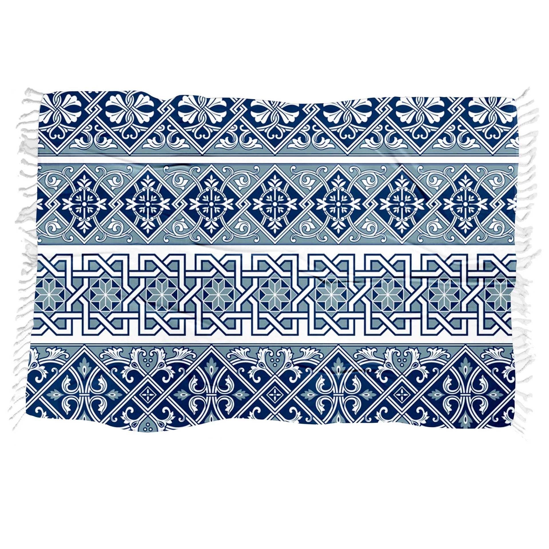 Геометрия печатания полотенца ванны 3Д цифров валика взморья Микрофибер пляжного полотенца квадрата Тассел прямоугольная