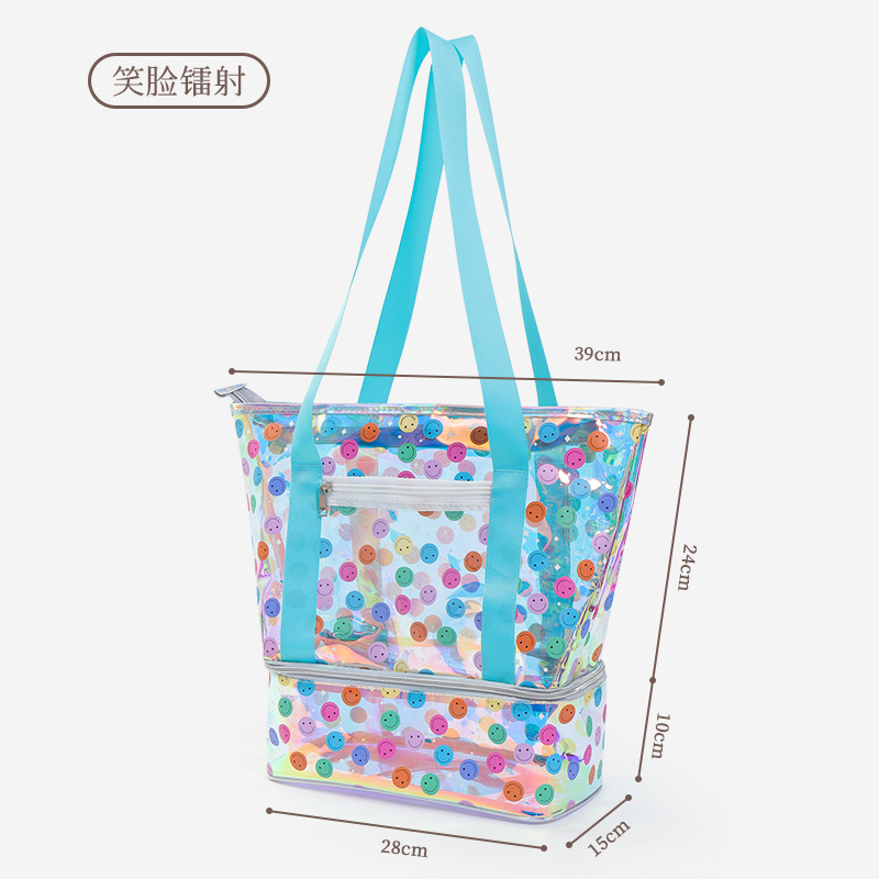 Bolso de punto de onda láser impermeable bolsa de baño de separación seca y húmeda bolsa de playa bolsa de playa de vacaciones de viaje pequeña hada viento