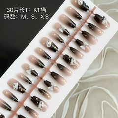 30片手工穿戴甲鑲鑽KT貓簡約大氣新款可分3個碼數使用不傷指甲立