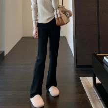 显腿长～加绒加厚小黑裤高腰显瘦马体裤微喇裤女秋冬新款2025百搭