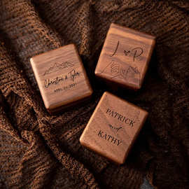 pod欧美风胡桃木戒指盒创意个性化 订婚戒指盒婚礼戒指盒礼品