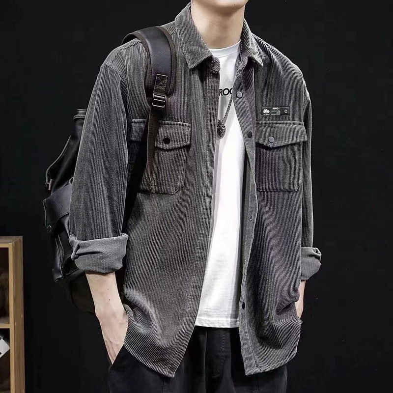 New Corduroy Retro Shirt for Men, Autumn and Winter Thickened Shirt, Casual Workwear Men's Jacket, Long-Sleeved Top, Large Size