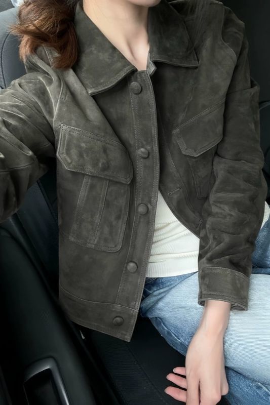 麂皮绒皮衣外套女2025新款超火短款小个子皮夹克美式酷飒风正流行|undefined