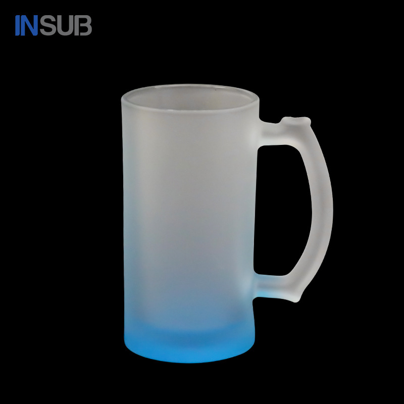Transferencia térmica 16oz vidrio gradiente esmerilado sublimación térmica logotipo impresible taza de publicidad taza de regalo taza de vidrio