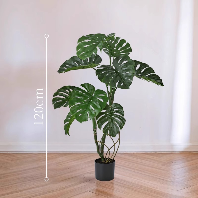 龟背竹仿真绿植高端轻奢客厅装饰摆件大型仿生植物沙发边落地盆栽|undefined
