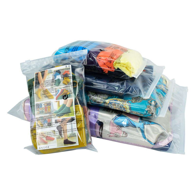 En stock transparente advertencia cremallera bolsa ropa embalaje bolsa calcetines almacenamiento cremallera ziplock bolsa