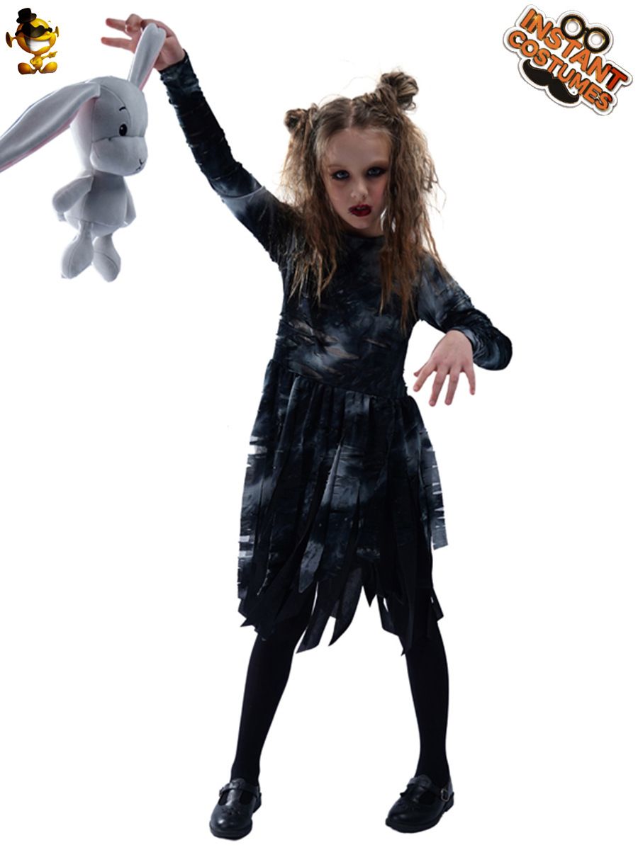 Disfraz de zombie para niña pequeña para Halloween, disfraz de zombie para actuación en escenario, disfraz de zombie para niña pequeña