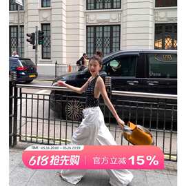 【5-16晚8点上新 限时95折】街头松弛感/白色阔腿裤垂感拖地长裤