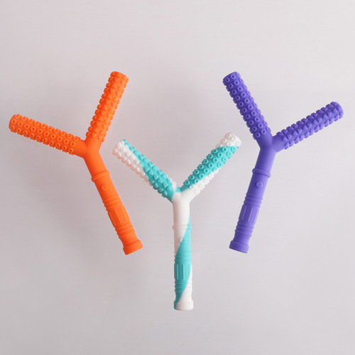 Cross-border supply of Y-shaped chewing sticks, children's orthodontic chewing sticks, baby teeth correction, molar chewing silicone teethers