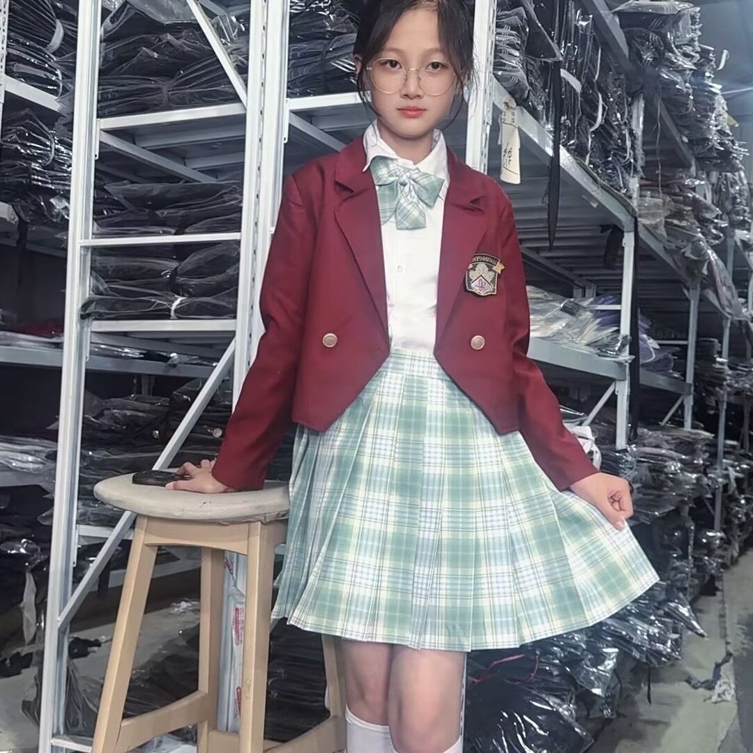 JK 유니폼 블레이저 가을 겨울 오리지널 대학 스타일 학교 공급 감각 작은 정장 격자 무늬 스커트 정장 일본 여성